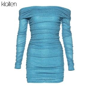 Sheer Shimmer Off the Shoulder Dress